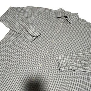 Ermenegildo Zegna Button Down Shirt Mens XL Gray Blue Plaid Long Sleeve Luxury